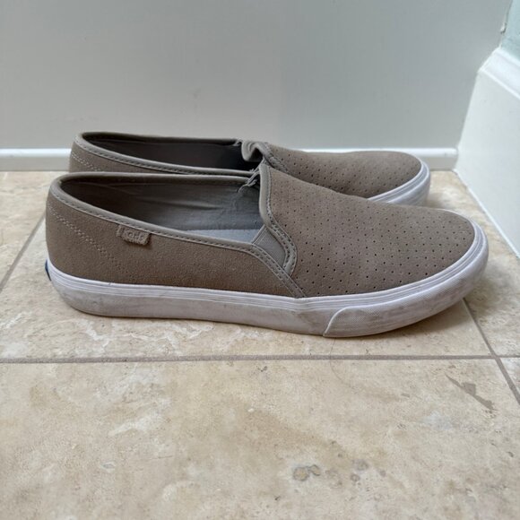Womens Keds Double Decker Perf Suede Slip On Sneaker, Size 9.5B, Taupe - Picture 6 of 11